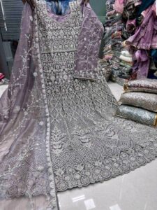 Party wear gown-full zarkan work